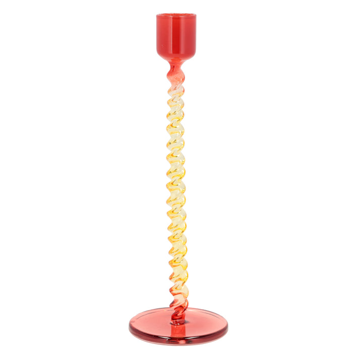 Villa Collection Styles straight glass candle holder H 20 cm Yellow/Red 31321