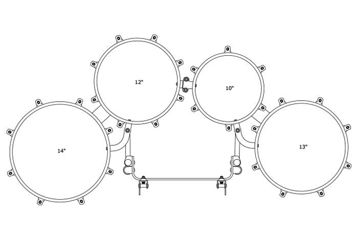 TAMA Fieldstar Rudiment Marching Tenor Drum large quad 10" / 12" / 13" / 14" - Dark Cherry Fade/Chrome HW
