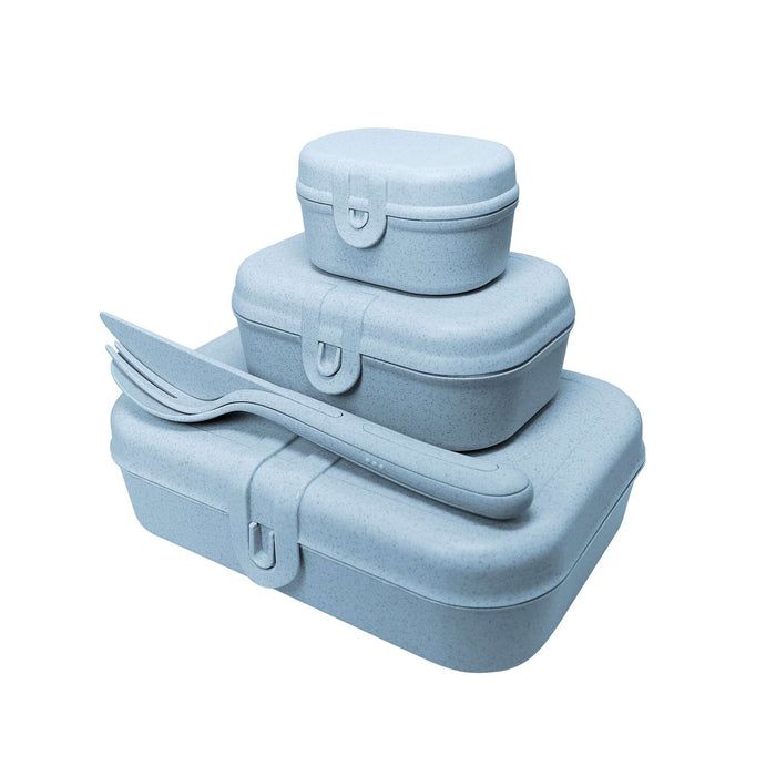 Koziol Set of 3 lunchboxes with cutlery Pascal ready organic blue 3168671