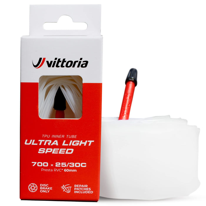 Vittoria Bike Tubes 700 x 25c/30c - Ultra Light Speed TPU Inner Tube - Compatible with Disc Brake Wheels Only