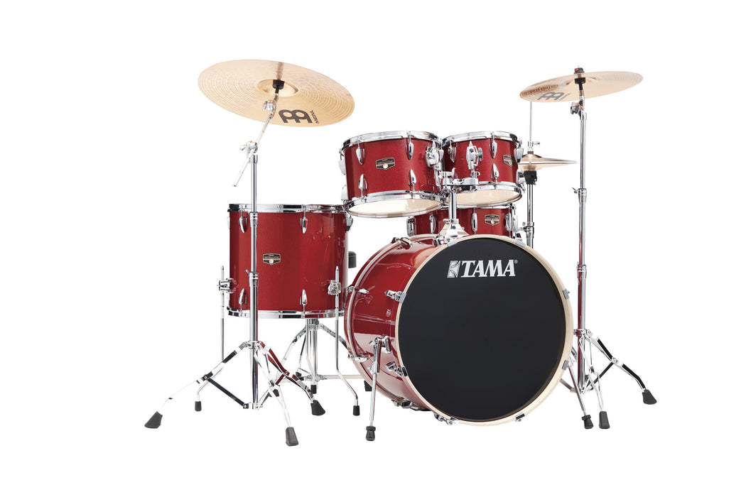 TAMA Imperialstar Drum Set 5 pcs - Burnt Red Mist/Chrome HW + MEINL Cymbals HCS Cymbal Kit/Stage Master Double-Braced Hardware Kit