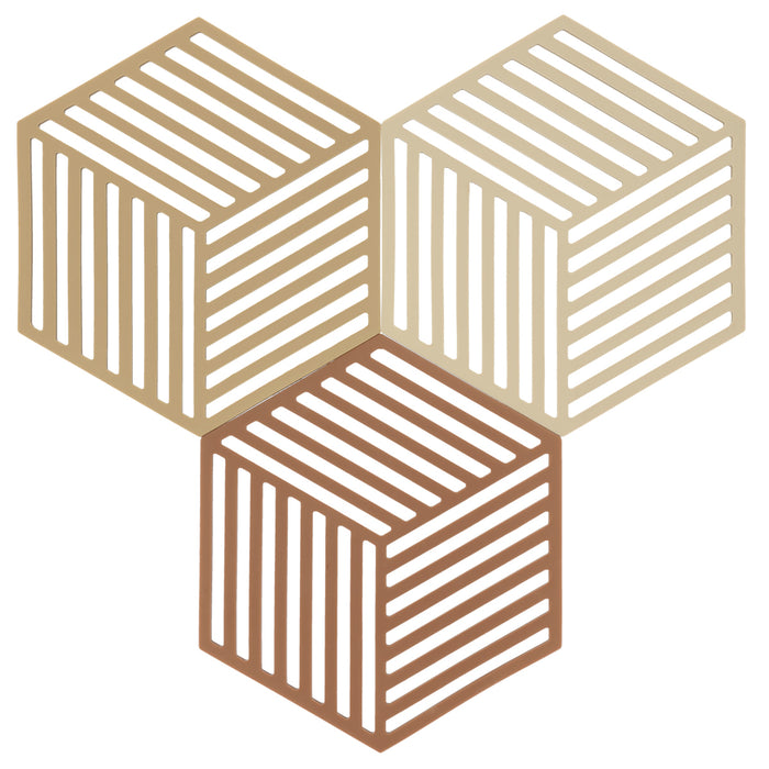 Zone Denmark Dish pads 3 pcs. Hexagon Khaki/Sand/Almond 32704