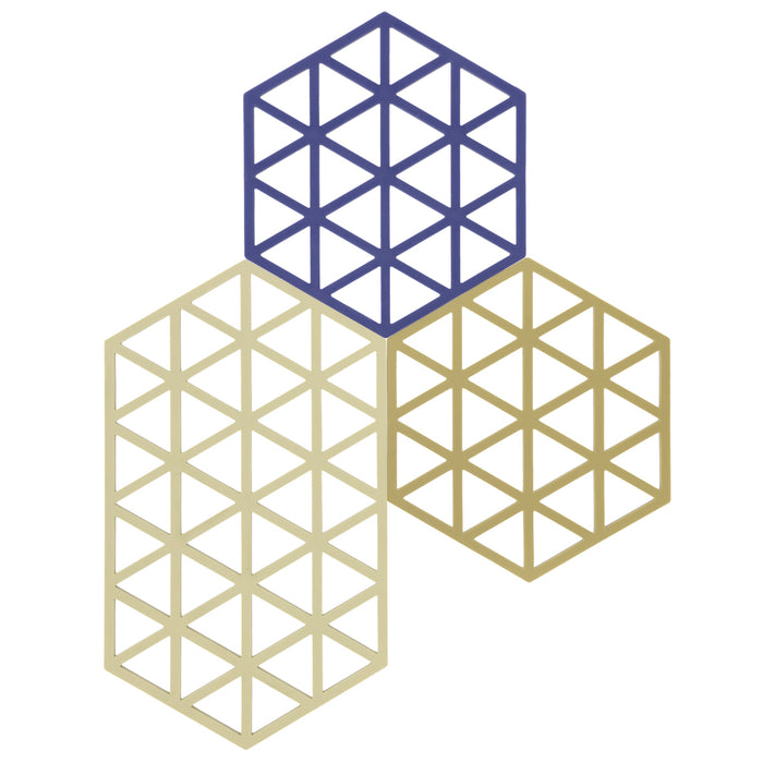 Zone Denmark Dish pads 3 pcs. Triangles Khaki/Sand/Indigo 32706