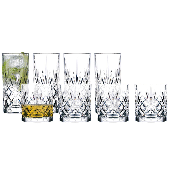 Lyngby Glas Zestaw szklanek ze szkЕ‚a krysztaЕ‚owego do whisky oraz wysokich Melodia 8 szt. 36058