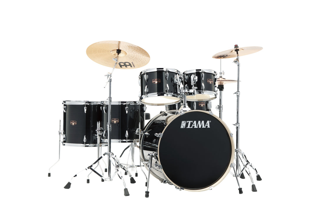 TAMA Imperialstar Drum Set 6 pcs - Hairline Black/Chrome HW + MEINL Cymbals HCS Cymbal Kit/Stage Master Double-Braced Hardware Kit