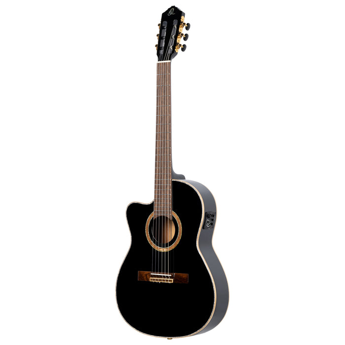 ORTEGA Performer Series 4/4 Thinline Classical Guitar 6-String Lefty - Black + Gig Bag