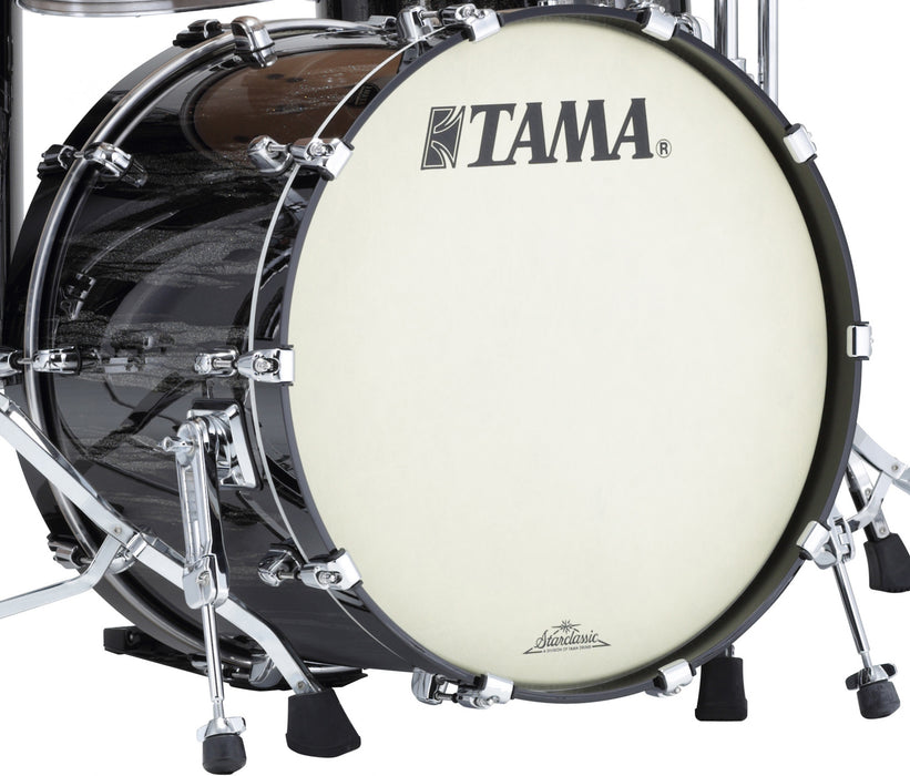 TAMA Starclassic Maple Lacquer Bass Drum 24" x 16" - Black Clouds & Silver Linings/Chrome HW/with Mount