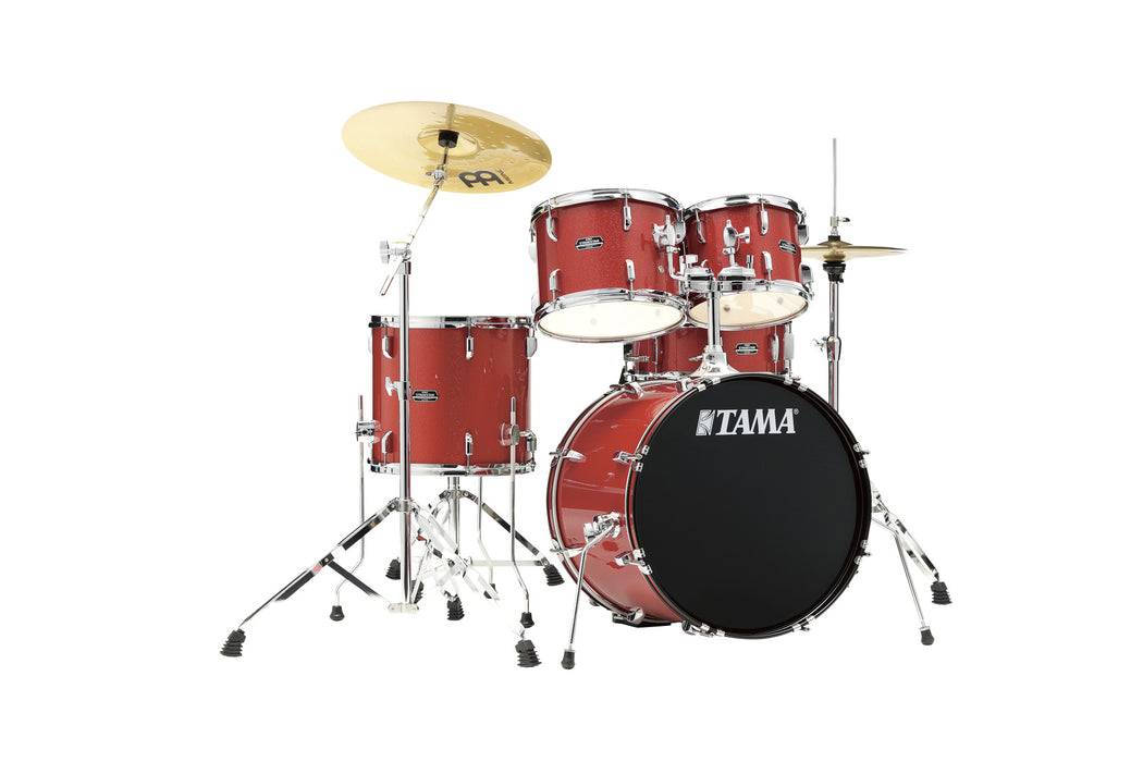 TAMA Stagestar Drum Set 5 pcs (20" BD) - Candy Red Sparkle/Chrome HW + MEINL Cymbals BCS Cymbal Set