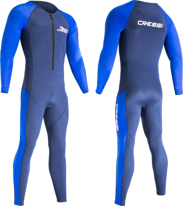 Cressi Wahoo 2 mm Man Monopiece Wetsuits, Blue/Light Blue, XL