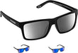 Cressi Bahia Floating Rectangular Sunglasses, Black-Silver Mirrored Lens, None