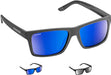 Cressi Bahia Floating Rectangular Sunglasses, Charcoal-Blue Mirrored Lens, None