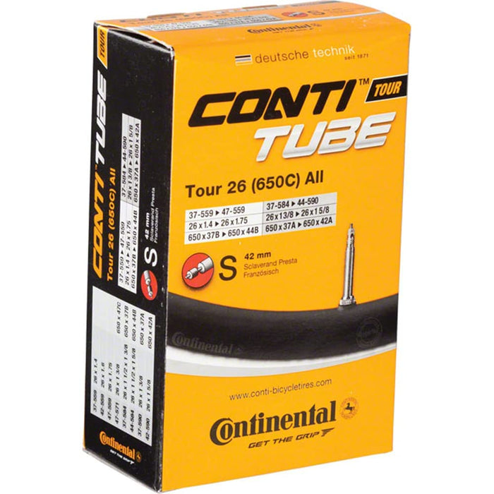 Continental 26" Bicycle Tube, 1.25"/1.75" 42mm Presta Valve , Black