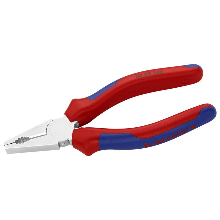 Knipex 03 05 140 Combination Pliers 5,51" with soft handle, Red/Blue/Silver