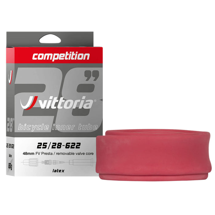 Vittoria Competition Latex Tube - Performance Bike Tire Tube - Lightweight Bicycle Inner Tubes for Racing (700x25/28), Black (TUV1TA00002)