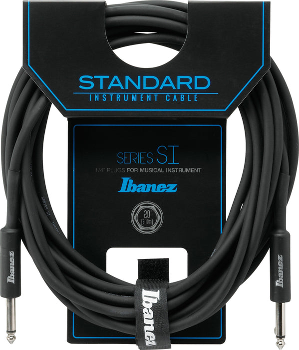 IBANEZ SI Series (Standard) Guitar Instrument Cable - 2 Straight Plugs - Male - Male, Black - 6,10 m / 20 ft