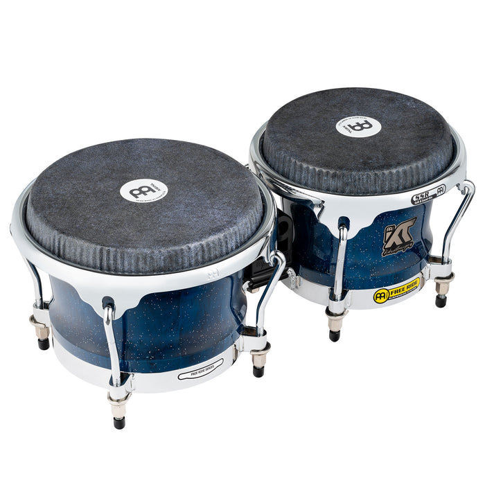 MEINL Percussion Artist Series Bongo William "Kachiro" Thompson, REMO® Black Calfskin Skyndeep Heads - 7" & 8 1/2" Blue Wave