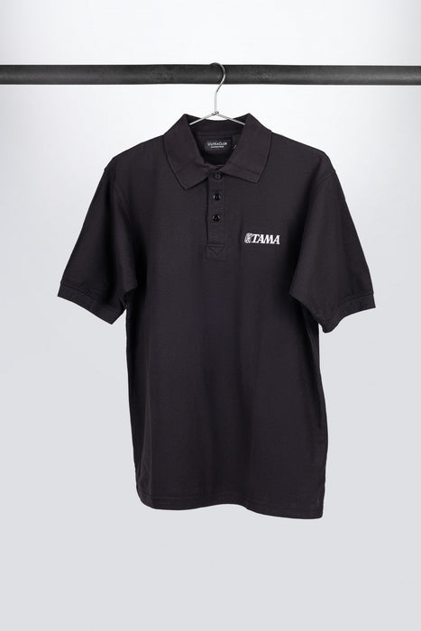 Tama black polo with embroidered logo on chest