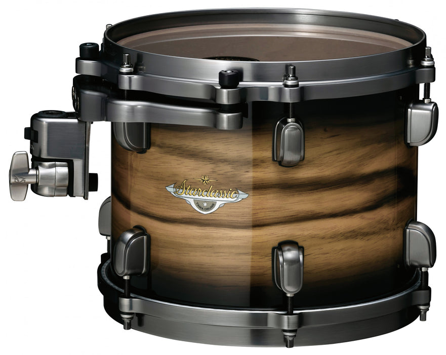 TAMA Starclassic Maple Exotic Rack Tom 12" x 8" - Natural Pacific Walnut Burst/Smoked Black Nickel HW