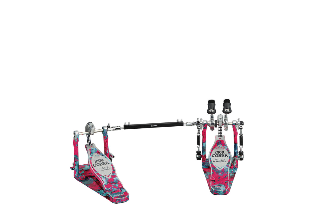 TAMA 50th Limited Iron Cobra Rolling Glide Twin Pedal - Marble Coral Swirl