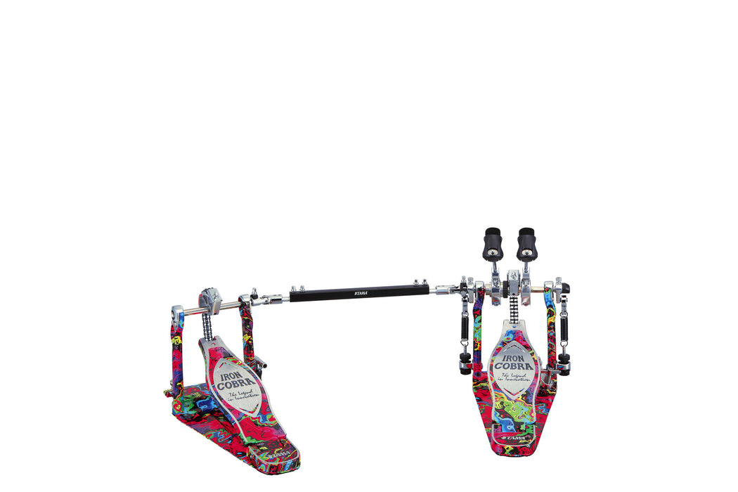 TAMA 50th Limited Iron Cobra Power Glide Twin Pedal - Marble Psychedelic Rainbow Finish