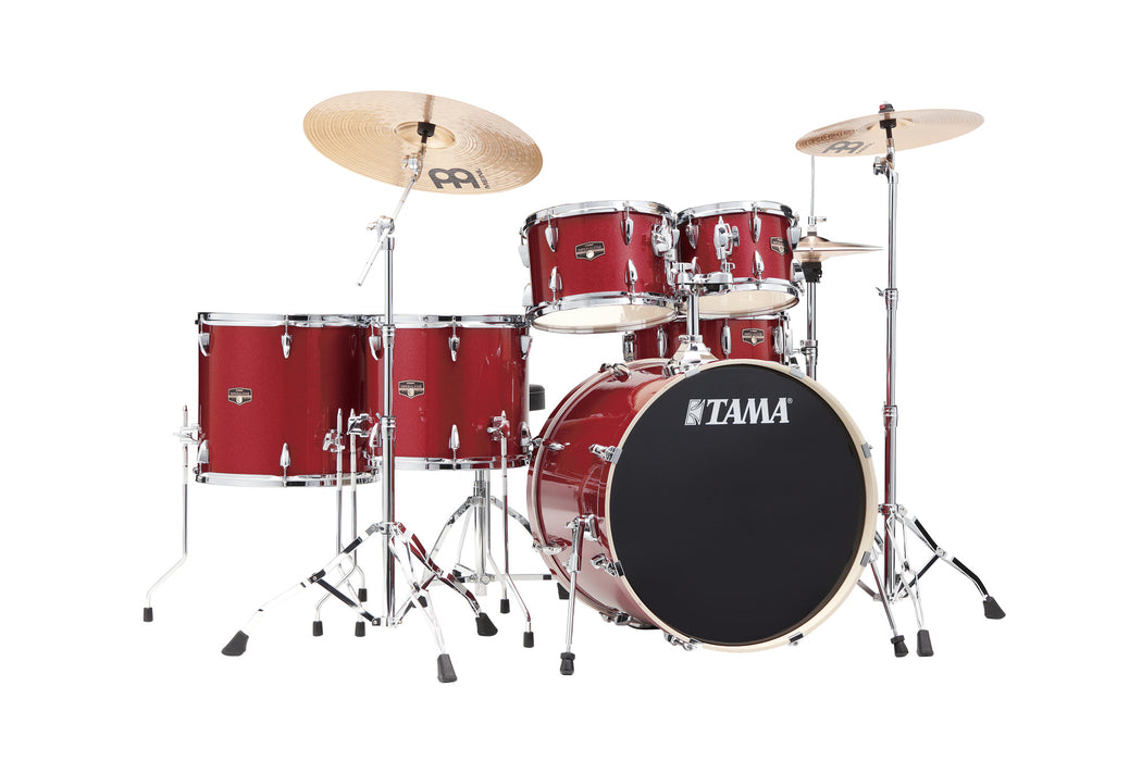 TAMA Imperialstar Drum Set 6 pcs - Burnt Red Mist/Chrome HW + MEINL Cymbals HCS Cymbal Kit/Stage Master Double-Braced Hardware Kit