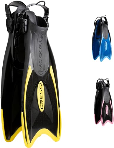 Cressi Palau Adjustable Open Heel Fins, Black/Yellow, XS/S