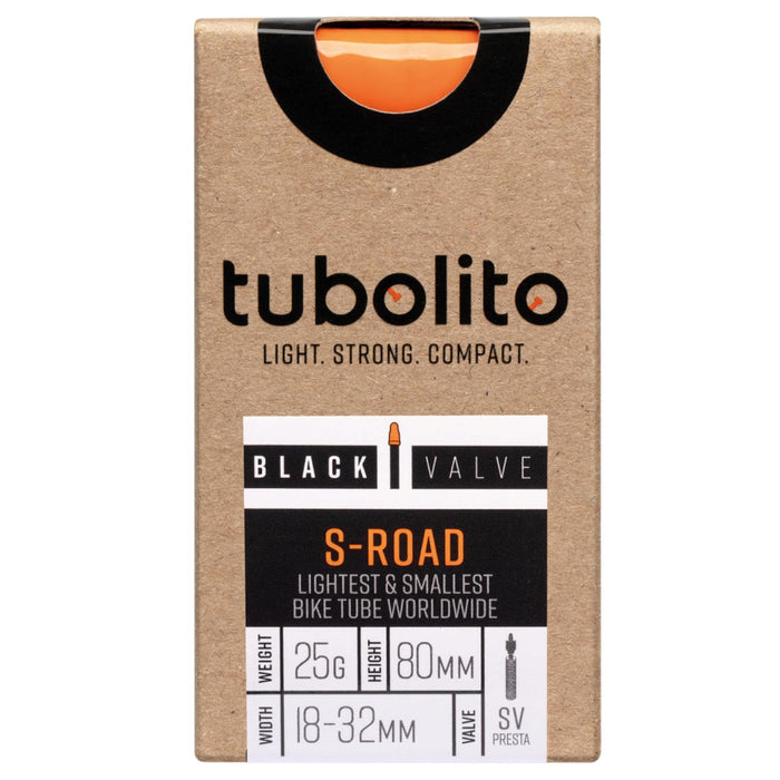 Tubolito S-Tubo Road TPU Inner Tube 700C x 18-28 mm, 42mm/60mm/80mm Presta Valve | Smallest & Lightest Road Bike Inner Tube | Designed for Disc Brake Systems (700C x 18-32mm, 80mm Presta Black Valve)