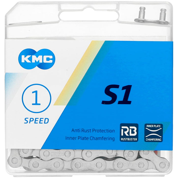 KMC Unisex's S1 Wide Chain, Silver, 1/2” x 1/8”