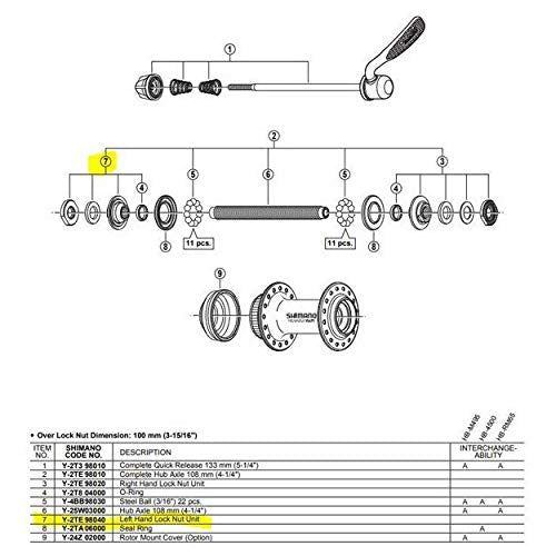 Shimano L.H. Lock Nut UnitHB-M495