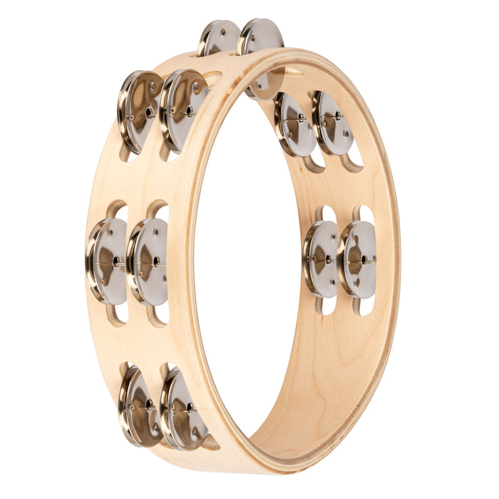 NINO Percussion Double Row Wood Tambourine - 8” Natural