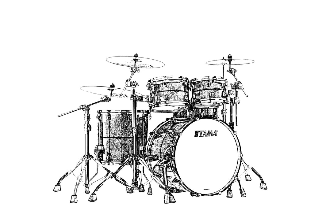 TAMA STAR Maple Shell Kit 4 pcs - Emerald Sea Curly Maple Burst/Chrome HW