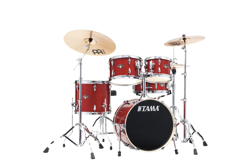 TAMA Imperialstar Drum Set 5 pcs - Burnt Red Mist/Chrome HW + MEINL Cymbals HCS Cymbal Kit/Stage Master Double-Braced Hardware Kit