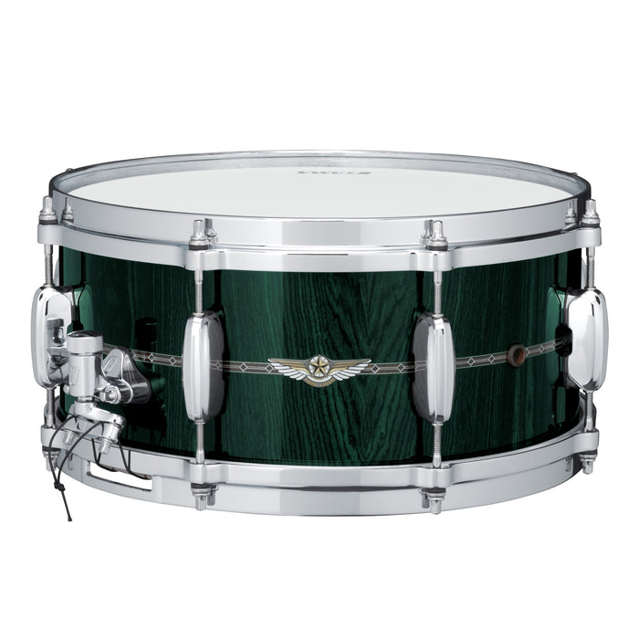 TAMA STAR Bubinga Snare Drum 14" x 8" - Dark Green Cordia/Chrome HW - Outside Inlay