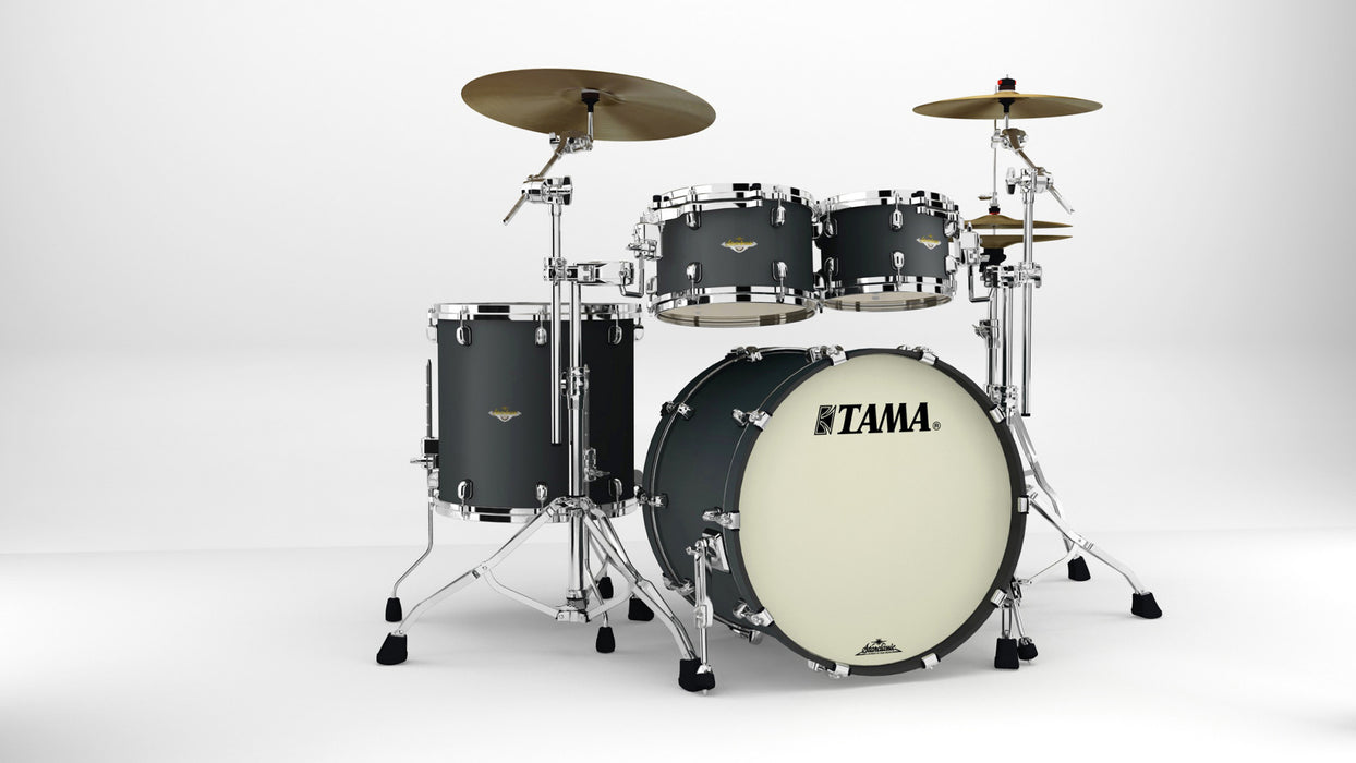 TAMA Starclassic Maple Lacquer Shell Kit 4 pcs - Flat Black/Chrome HW