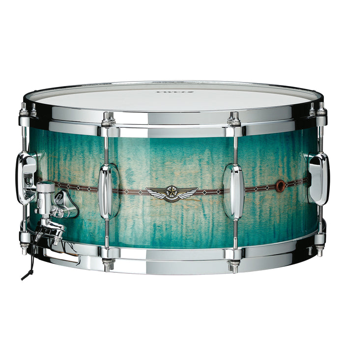 TAMA STAR Maple Snare Drum 14" x 5,5" - Emerald Sea Curly Maple/Chrome HW - Outside Inlay