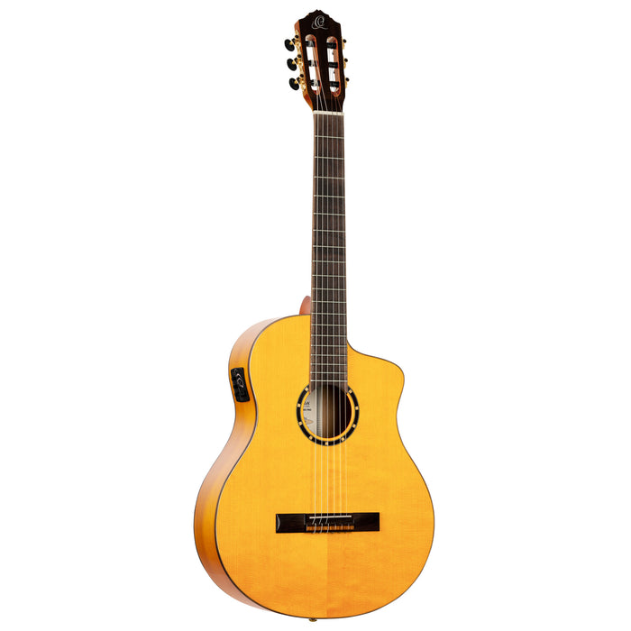 ORTEGA Family Series Pro 4/4 Acoustic Guitar 6 String - Solid Spruce / Cypress Gloss Stain Yellow + Gig Bag