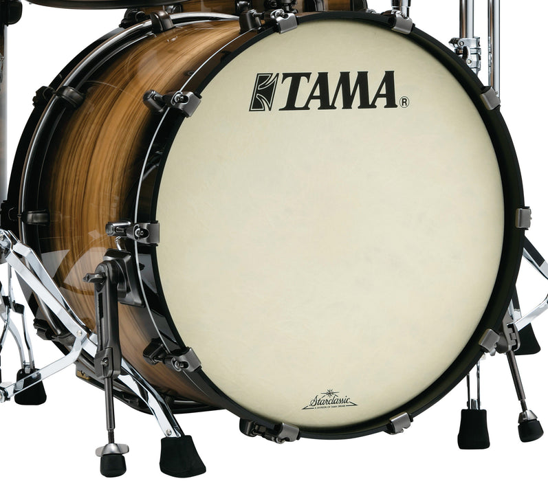 TAMA Starclassic Maple Exotic Bass Drum 20" x 14" - Natural Pacific Walnut Burst/Smoked Black Nickel HW/with Tom Holder Base