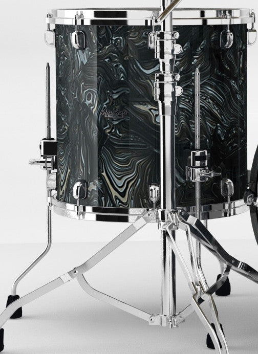 TAMA Starclassic Maple Duracover Wrap Floor Tom 16" x 16" - Charcoal Swirl/Chrome HW