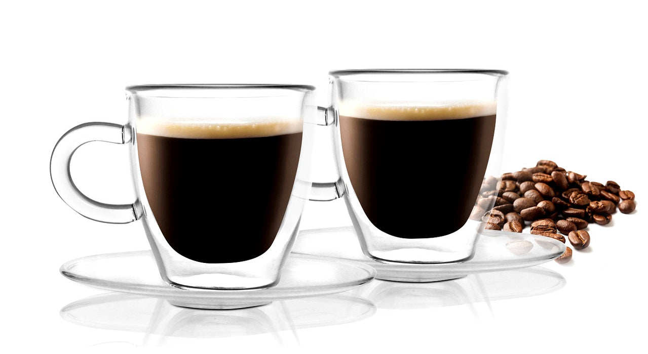 Vialli Design SET of 2 double wall espresso cups with saucer 50ml AMO 23055