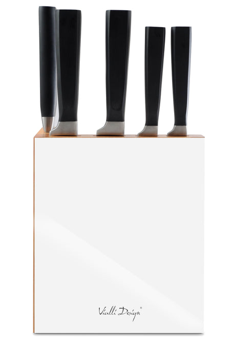 Vialli Design SET of 5-pcs knifes in block white FINO 25233