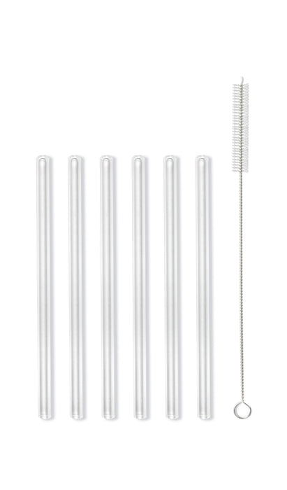 Vialli Design SET of 6 glass straws transparent 15cm AMO 26582