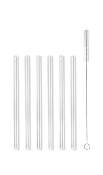 Vialli Design SET of 6 glass straws transparent 15cm AMO 26582