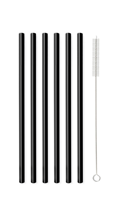 Vialli Design SET of 6 glass straws black 20cm AMO 26599