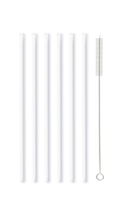 Vialli Design SET of 6 glass straws white 20cm AMO 26612