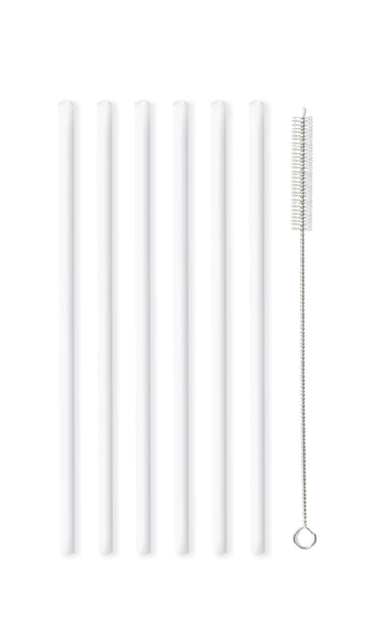 Vialli Design SET of 6 glass straws white 20cm AMO 26612
