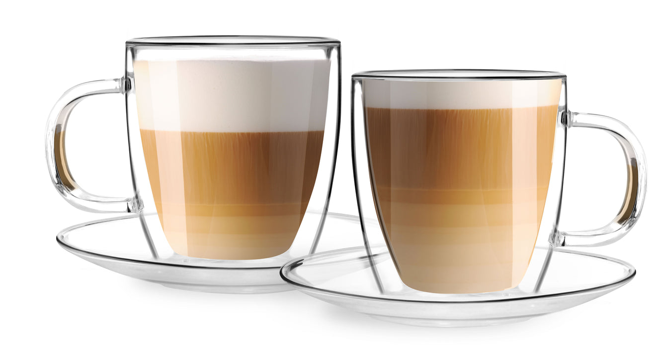 Vialli Design SET of 2 double wall glasses with saucer 250ml AMO 2565