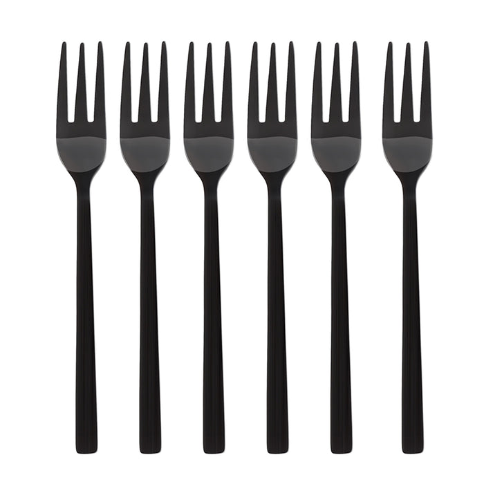 Kulig Set of 6 Piano black cake forks in a box 29606