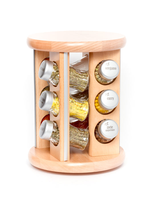 Gald Silver Line 12S rotating spice rack natural matte. 21356
