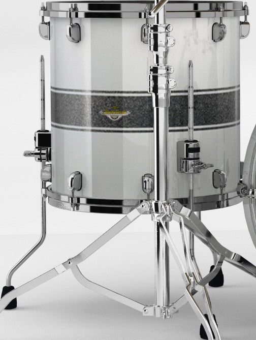 TAMA Starclassic Maple Lacquer Floor Tom 14" x 14" - Silver Snow Racing Stripe/Black Nickel HW