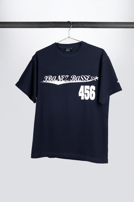 Dark blue Ibanez t-shirt with white "Basses 456" frontprint